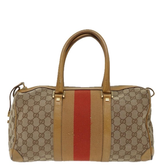 GUCCI GG Canvas Sherry Line Hand Bag Beige Red Brown 000 0846 Auth 70123 - Picture 13 of 16